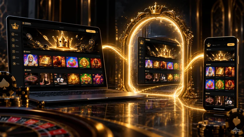 Дзеркало VIP Casino відкрите на ноутбуці та смартфоні одночасно